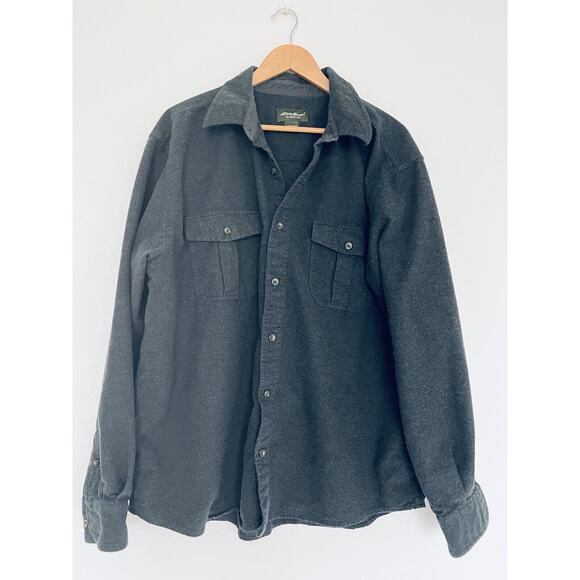 EDDIE BAUER Shirt Mens XL Dark Gray Long Sleeve Button Down Baumwolle - Picture 1 of 8